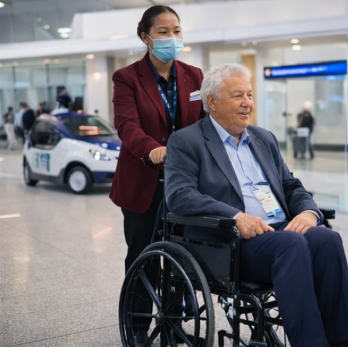 AAS Canada team member assisting with wheelchair support